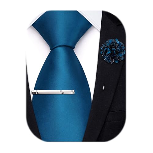 Image of Hi-Tie Men's Extra Long Solid Satin Tie Set 63 Inch /70 Inch Formal Necktie