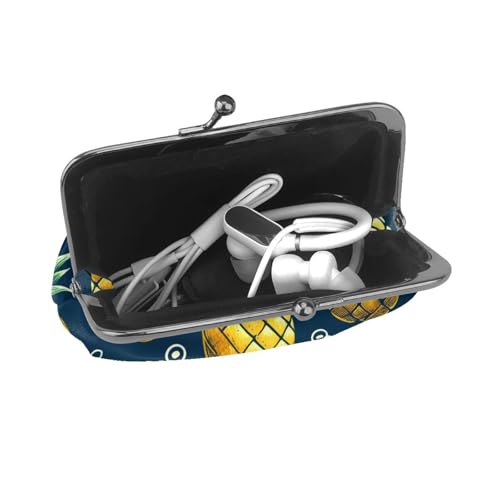 Pu Leather Buckle Coin Purse Funny-Pineapple Girls Kiss-Lock Change Purse Wallets4