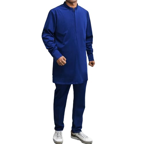 Men's Kaftan Robe 2 Piece Velvet Suit African Dashiki Shirt Pants Party Outfits Traditional Ethnic Attire