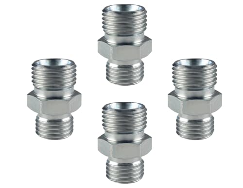 Image of DEWHEL 4PCS M14 To M16 Carbon Steel Hydraulic Hose Pipe Thread Connector Compatible with Mini Excavator AGT、FF Industries、VICSEC、Miva、Machpro、TPM