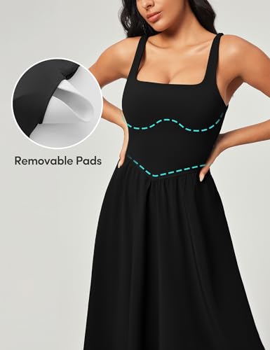 IUGA Sundresses for Women 2025 Summer Dress with Built in Shorts & Bra Spaghetti Strap Midi Casual Flowy Beach Dresses3