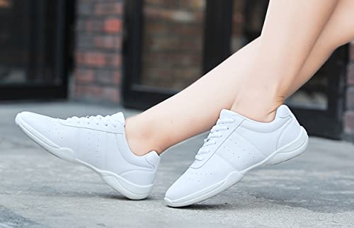 Wuiwuiyu Adult Youth Women's White Cheerleading Shoe Sport Dance Training Competition Tennis Sneakers Cheer Shoes Size 9 #TOP6