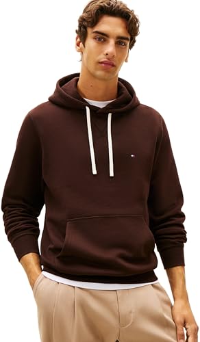 Tommy Hilfiger Herren ESS Seasonal Fleece Hoody MW0MW39997 Pullover Hoodie, Braun, Größe S, Braun (Schoko), S 1