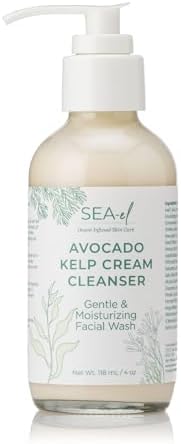 Sea-El Avocado & Kelp Cream Cleanser Non-Foaming Gentle Deep Cleanse to Purify Tone & Firm - Moisturizing Natural Face Wash for Women & Men - 4 Oz
