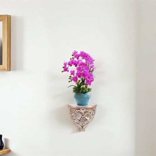 Étagère murale décorative 3D dorée au design sculpté haut de gamme résine