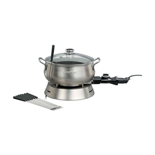 Panela Elétrica para Fondue Cuisinart 1000W em Aço Escovado Com acessórios 8 Garfos Elétrica 127V