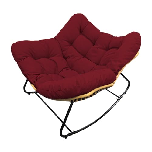 Genérico Mecedora para Sala de Estar Jardín al Aire Libre,Cómoda Silla de Lectura, Sillón Acolchado, Sillón Relajante Duradero, Capacidad de Carga de hasta 150kg,Sillón de Salón,Wine Red