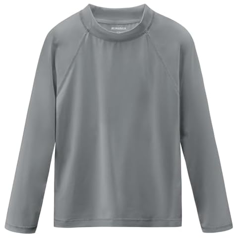 Boys Rash Guard Long Sleeve Swim Shirts UPF 50+ Sun Protection Rashguard Fishing Surf Quick Dry Cool Beach Clothes for Toddler Youth Kids Wall Gray 12-18M Cover
