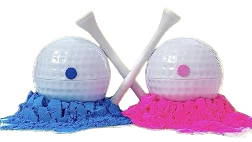 Gender Reveal Party Golf Balls - 1 Powder Filled Pink Ball & 1 Blue Ball - Baby Boy or Infant Girl Surprise - Expectant Couples Golf Game Set by Jolly Jon