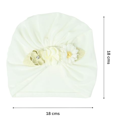 Image of THE LITTLE LOOKERS Turban Cap | Turban Knot Bow Cap | Turban Cap for New Born Kids | Cap for Baby Girl |Cap for Baby Boy | Baby Flower Turban Cap