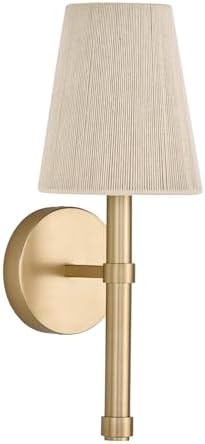 Capital Lighting 654511MA Mira Classic Style Organic Bleached Natural Rope Shade Wall Sconce, 1-Light 60 Watt, 17" H x 6" W, Matte Brass