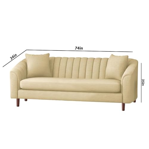 Image of Doraldo 3 Seater Sofa Set for Living Room (Cream) Premium Fabric Sofa