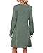 OFEEFAN Sweater Dresses for Women 2025 Women's Winter Clothing Plus Size Fall Fashion Fall Dresses Casual Babydoll Pleated Long Sleeve Dress with Pockets Green XXL