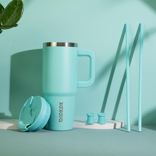 BJPKPK 30 oz Tumbler With Handle Insulated Tumblers With Lid And Straw Stainless Steel Thermal Cup,Navy Blue