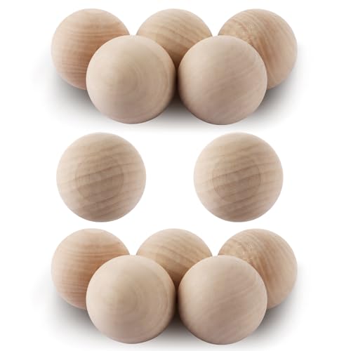 STARVAST 12 Stück Holzkugeln 60mm mit Loch - Große Natur Holzkugel mit Bohrung (10mm) zum Basteln DIY Holzperlen für Makramee Holzperlenkranz Weihnachtsdeko & Heimdekor - Massivholz