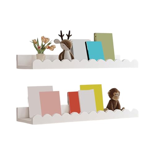 Rrlihjgu Estanterías Flotantes | 2 Piezas Organizador De Almacenamiento De Pared Festoneado,Estantes Flotantes para Libros De Madera,para Habitación Infantil Baño Cuarto De Bebé Sala De Juegos