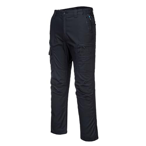 Image of Portwest T802 KX3 Ripstop Stretch Work Pants Black | Black, 46 Waist, Ripstop, Stretch Fabric, Multi Pocket, Durable, Work Pants