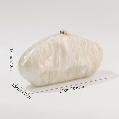 Image of Acrylic Shell Clutch Purse for Women Metallic Evening Bag Large Designer Acrylic Handbag for Wedding Party Prom