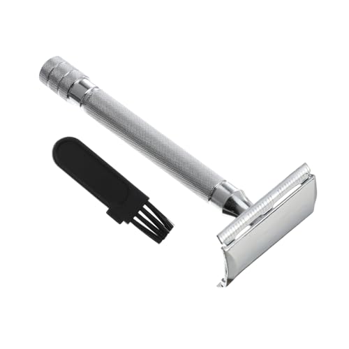 iplusmile Maquinilla de Afeitar de Seguridad Metálica Clásica con Mango Antideslizante Doble Filo Reutilizable para Afeitado y Seguro Hombres