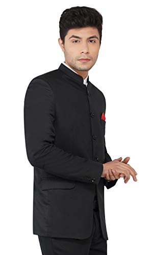 Image of TAHVO Men's Blazer Slim Fit Single Breasted Black Solid Formal Blazer for Men & Boys