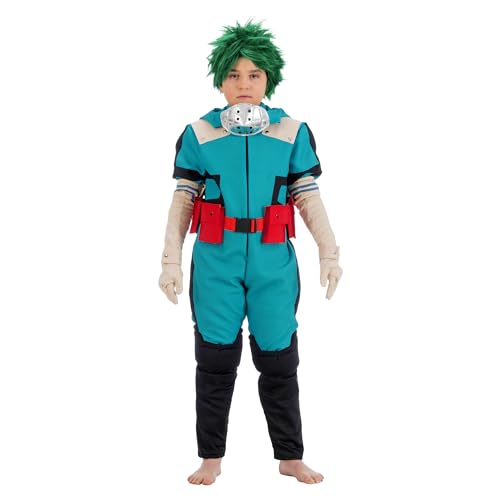 Chaks My Hero Academia Disfraz de Izuku Midoriya para niños, talla 128-152, color verde, manga de anime, licencia de anime, carnaval (128)