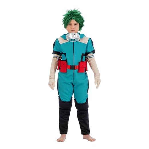 Chaks My Hero Academia Disfraz de Izuku Midoriya para niños, talla 128-152, color verde, manga de anime, licencia de anime, carnaval (128)