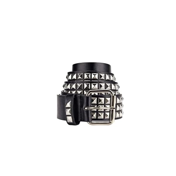 Black Studded Belt Punk Rock Rivet Belt Grommet Threads Belt with Bright Metal Pyramid for Women Men (Black) - Image 9