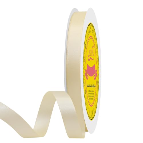 Image of Double Face Cream Satin Ribbon 1 /2 inch X 50 Yards Polyester Cream Ribbon for Gift Wrapping Very Suitable for Weddings Party Invitation Decorations and More