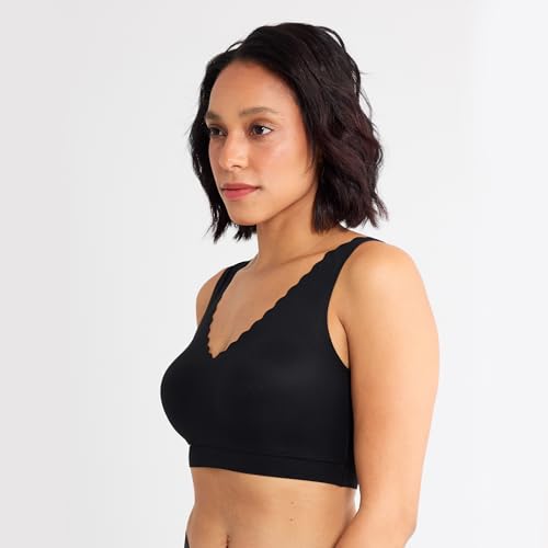 Image of Floatley Cozy Scalloped Bra Comfort Wirefree Full Coverage Seamless Bra with Embedded Pad for Women