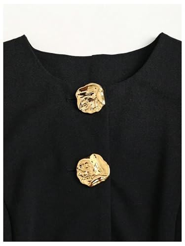 Verdusa Women's Button Down Split Blazer Vests Old Money Crew Neck Fitted Sleeveless Jackets Top4