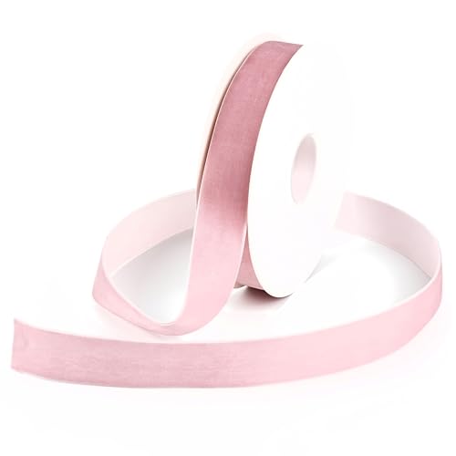 DINDOSAL Dusty Rose Velvet Ribbon 1 Inch Single Face Velvet Christmas Ribbon for Tree Decoration, Gift Wrapping, Hair Bows, Choker, Wedding Decorations, Cafts, Bouquet - 10 Yards