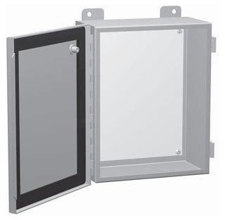 Hammond Manufacturing 1414PHL6 NEMA 12 Powder Coated Over Phosphatized Surface Steel One Door Continuous Hinge Junction Box with Inner Panel 12 Inch x 12 Inch x 6 Inch ANSI 61 Gray 1414 PH Series