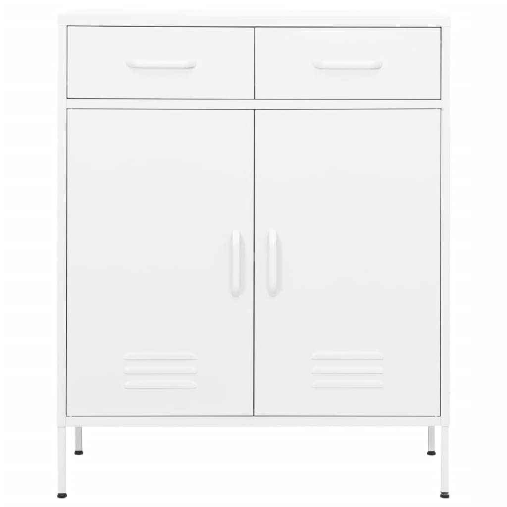 Armadio da ufficio, autoportante, in metallo, per aziende, ufficio, scuola, garage, bianco, 80 x 35 x 101,5 cm, in acciaio (facile da montare)