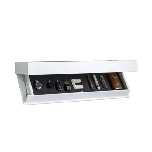 Caja de almacenamiento de madera con compartimento oculto para montar en la pared, con práctico estante flotante