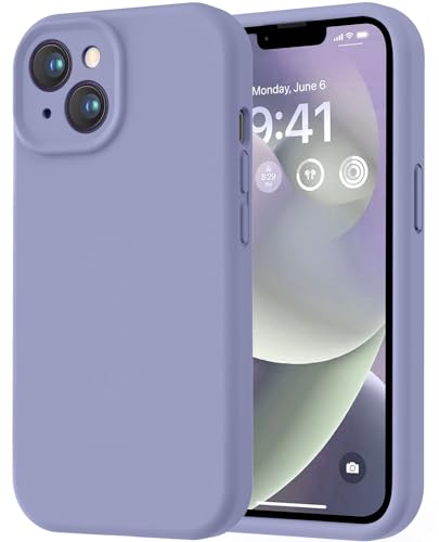 Image of LOVE 3000 Designed for iPhone 14 Case, Premium Silicone with [Soft Anti-Scratch Microfiber Lining] Shockproof Protective Phone Case for Men Women Girls 6.1 inch, Lavender Grey
