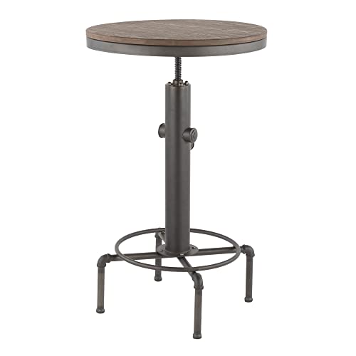 Hydra Industrial Bar Table In Vintage Antique Metal And Brown Wood-Pressed Grain Bamboo By Lumisource #TOP3