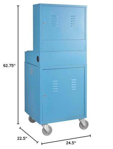 Image of Global Industrial Mobile Security LCD Computer Cabinet Enclosure, Blue | For 24 inch Diagonal Monitors, Steel Construction, Powder Coat Finish, 24-1 /2 inchW x 22-1 /2 inchD x 62-3 /4 inchH, Unassembled