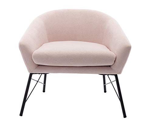 Chairus Modern Accent Chair Fabric Upholstered Lounge Arm Chair, Comfy Reading Chair Single Sofa Black Metal Legs For Living Room/Bedroom/Club, Cute Pink #TOP8