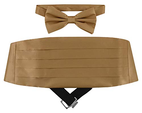 Set de fajín y moño de seda beige claro para hombre