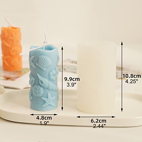 3D Marine Shell/Conch/Starfish/Scallop Cylinder Silicone Candle Mold Diy Soap Wax Fondant Chocolate Cake Candy Baking Mold Plaster Resin Polymer Clay Mould #TOP1