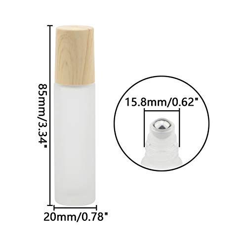 Ellbest 16pack 10ml Essential Oil Glass Bottle Glass Roller Bottles with Stainless Steel Roller Balls Reusable Refillable Bottle (White Frosted)2