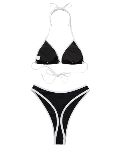 Image of MOSHENGQI Women Sexy Brazilian Bikini 2 Piece Spaghetti Strap Top Thong Swimsuit Bathing Suit