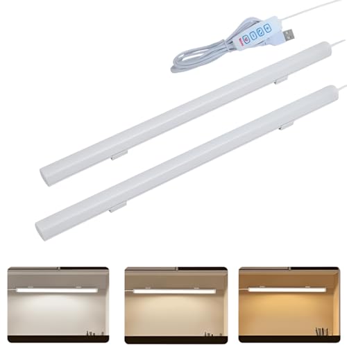 Image of GITGRNTH 2 PCS USB Powered Strip Counter LED Light, 10 Level Brightness Adjustable Color with Remote & 3 Color Mode (3000K /4000K /6000k), 7W Ideal for Kitchen, Closet, or Workspace