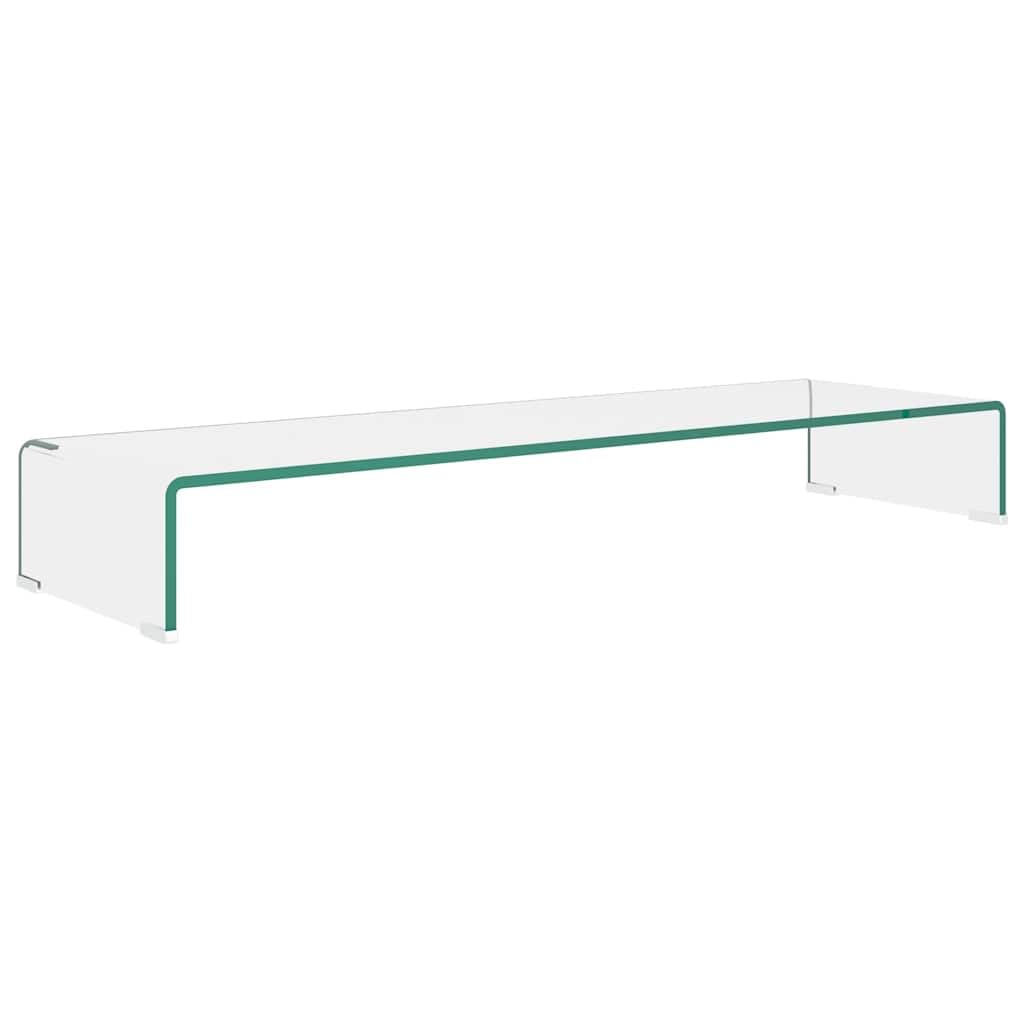 Leasha Rehausseur Écran PC Bureau, Réhausseur d'Écran Support de Moniteur 100x30x13 cm verre transparent