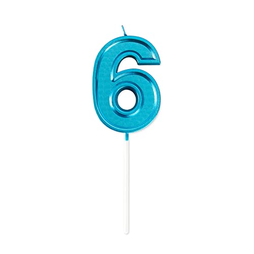Vela diseño del borde 6 años velas cumpleaños número 6 velas cumpleaños azul velas cumpleaños adecuadas para fiestas de cumpleaños Cover
