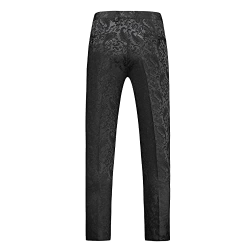 Mens Jacquard Floral Dress Pants Slim Fit Tuxedo Suit Pants2