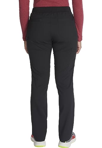 Dickies Women Scrub Pull-on Pant Mid Rise Tapered Leg Bottoms with 6 Pockets & Rib-Knit Waistband DK135P, S Petite, Black - image 2