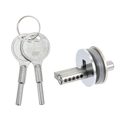 HAMPPLIES Cerradura para Puerta Deslizante de Vidrio con Llaves Cerradura de Seguridad para Gabinete y Vitrina Fabricada Hierro Superficie Lisa Uso Duradero y Seguro para Hogar y Oficina