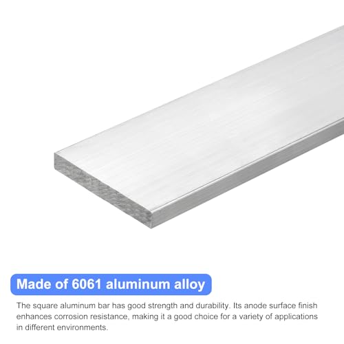 Image of uxcell Square Aluminum Flat Bar, 5 /16 inch Thick 2.4 inch Width 10 inch Length Square Aluminum Bar 6061 Aluminum Flat Plate, 8 x 60 x 254mm T6511 Solid New Mill Stock for Industrial Building