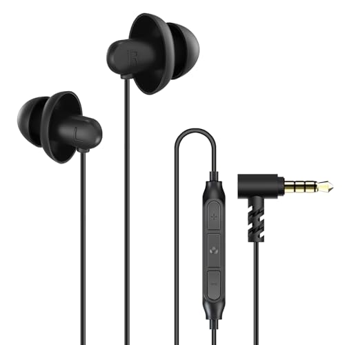 Parasom 寝ホン 睡眠用イヤホン 寝ながら 音質良い 超軽量 超小型 超快適 外部ノイズ遮断 柔軟性高 リモコン マイク付き iPhone&Android対応 安眠 仕事 勉強 ヨガ 旅行 通勤通学 適用 ブラックのサムネイル